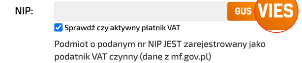 Przycisk VIES
