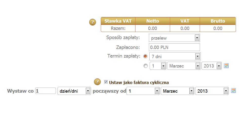 Faktury cykliczne