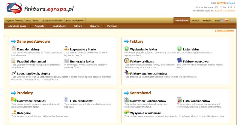 Nowy panel użytkownika
